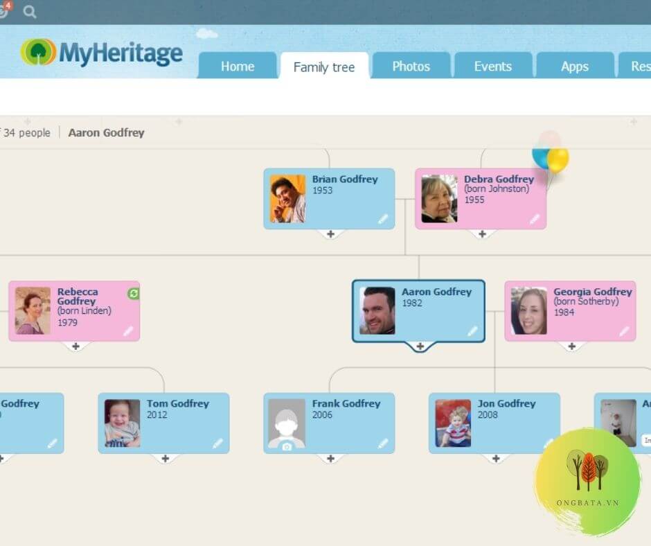 Tạo gia phả online trong my hẻitage family tree